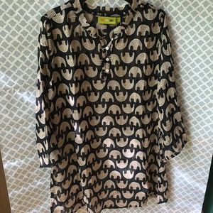 Rock Flower Paper Uma Coverup, L, Elephant Print